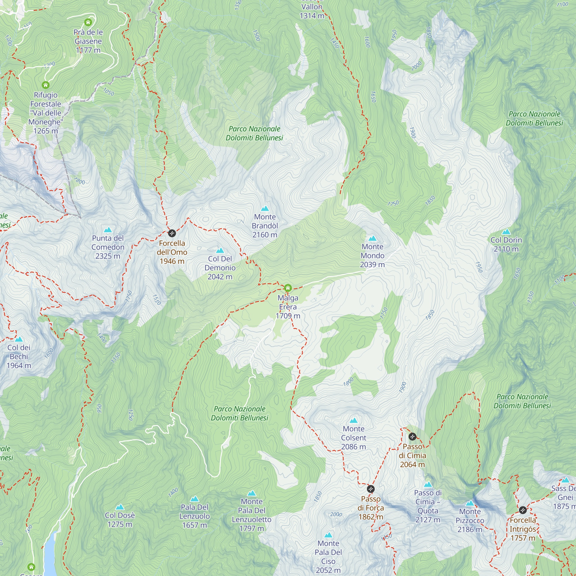 Malga Erera map