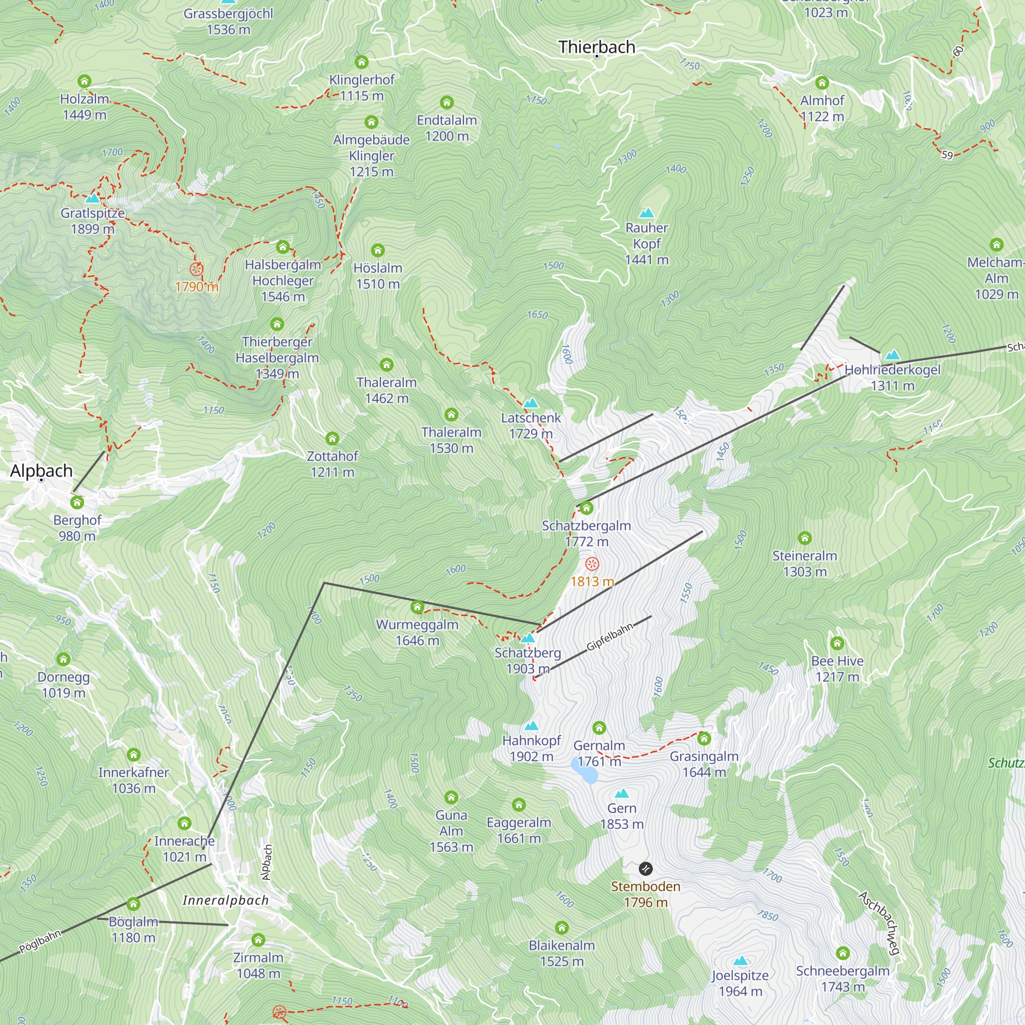 Sieglbichl Hütte map