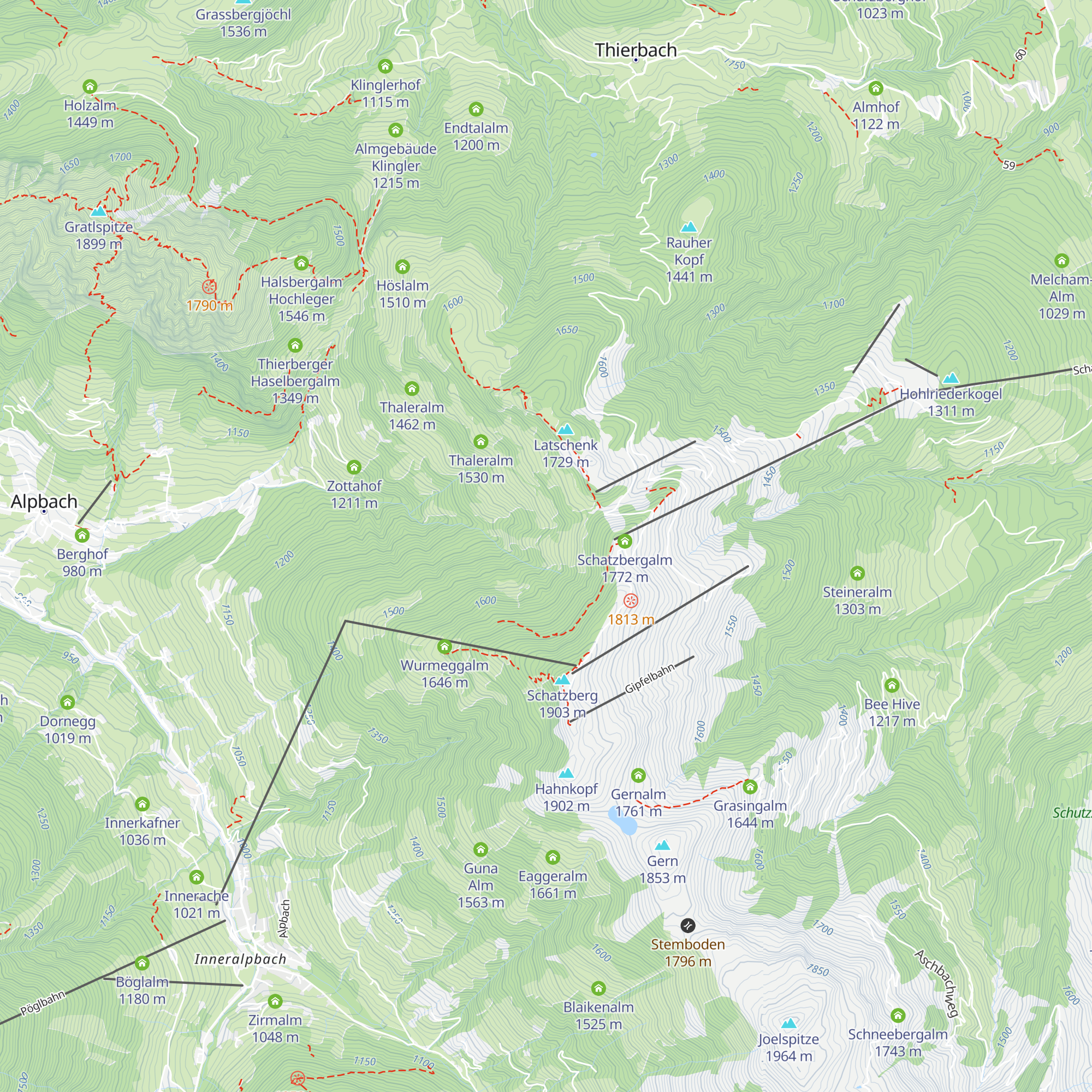 Sieglbichl Hütte map