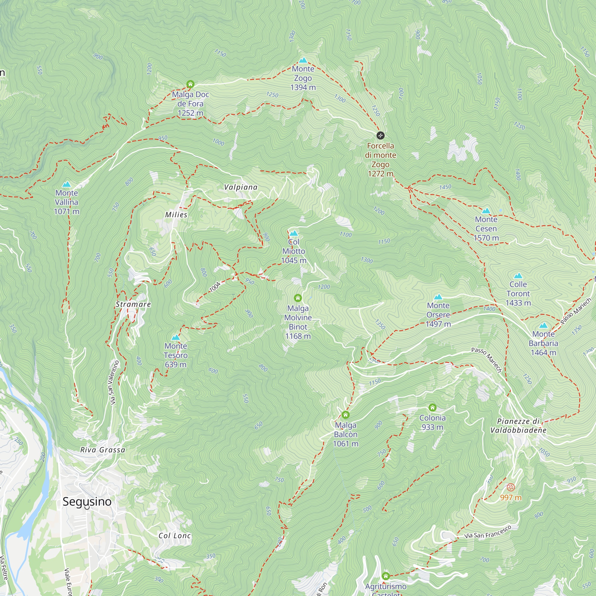 Malga Molvine Binot map
