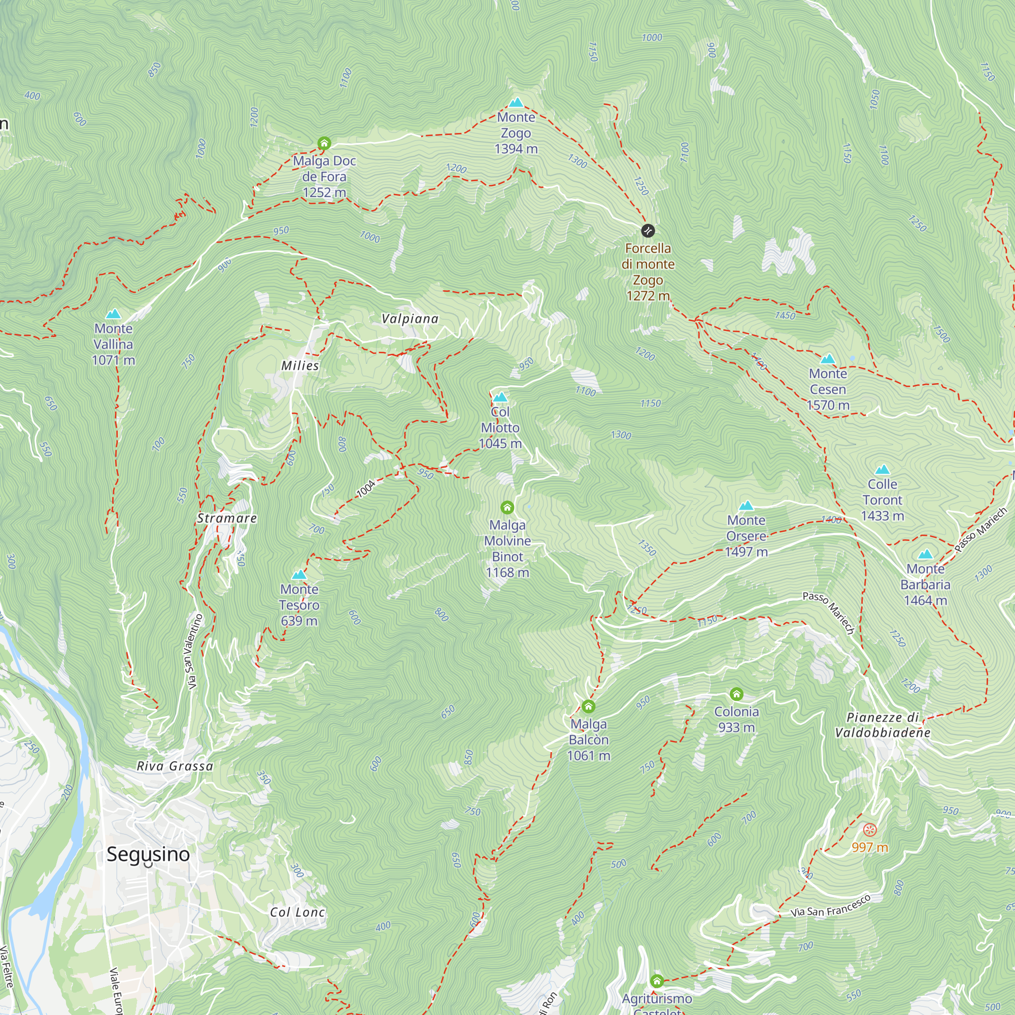 Malga Molvine Binot map