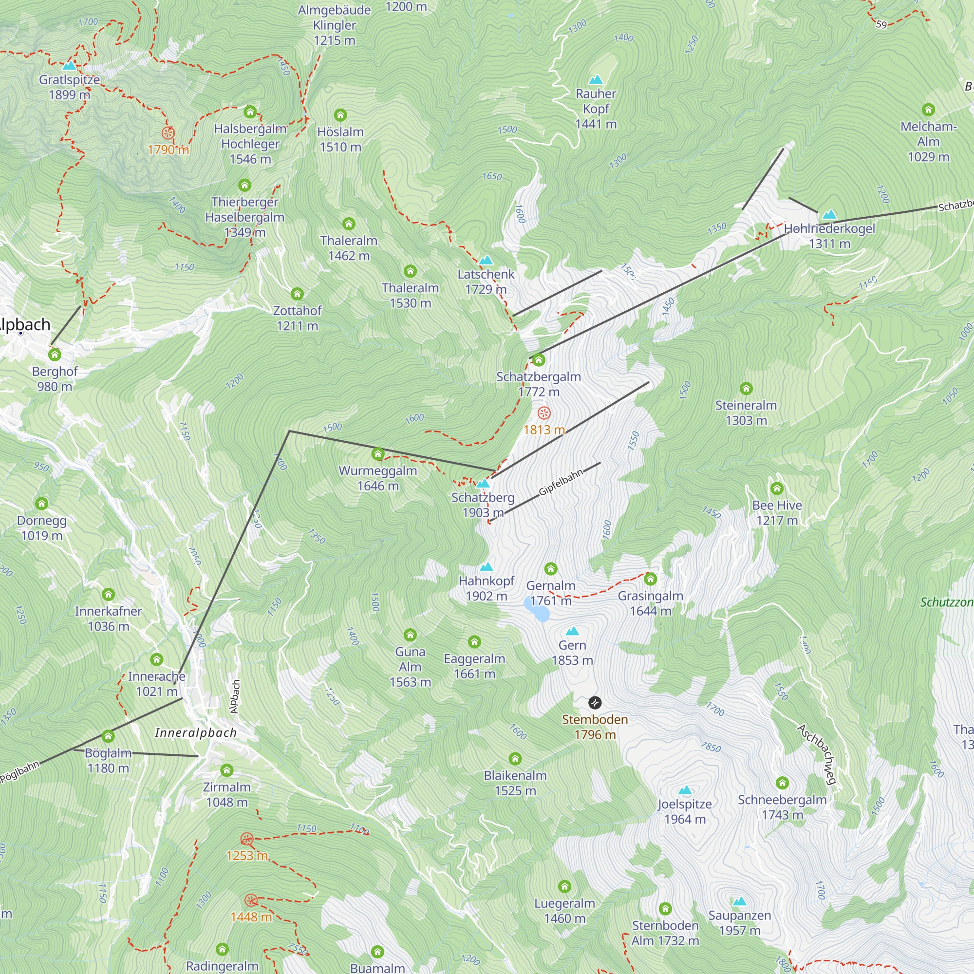 Schatzberg Hütte map