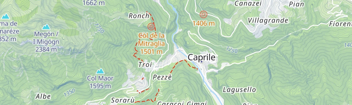 Map of the start of Campolongo Pass