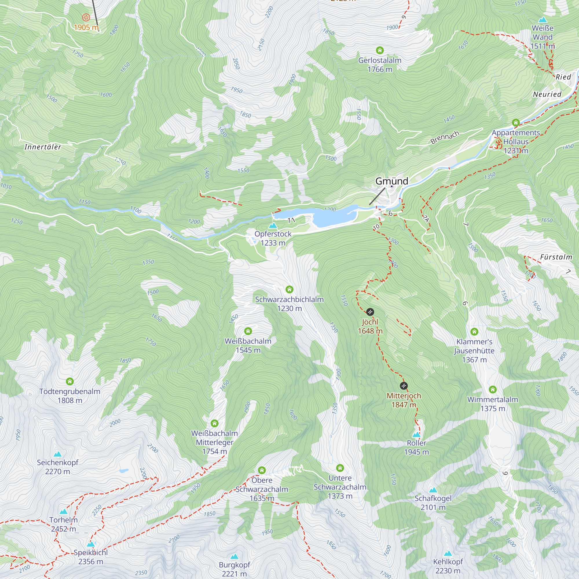 Schwarzachbichlalm map