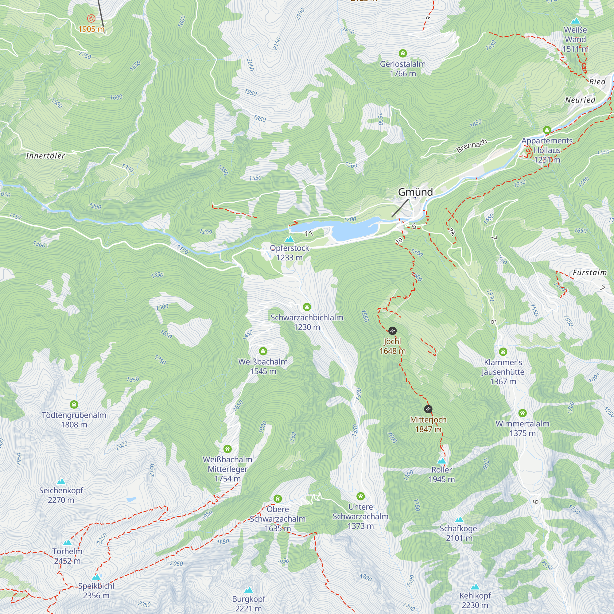 Schwarzachbichlalm map