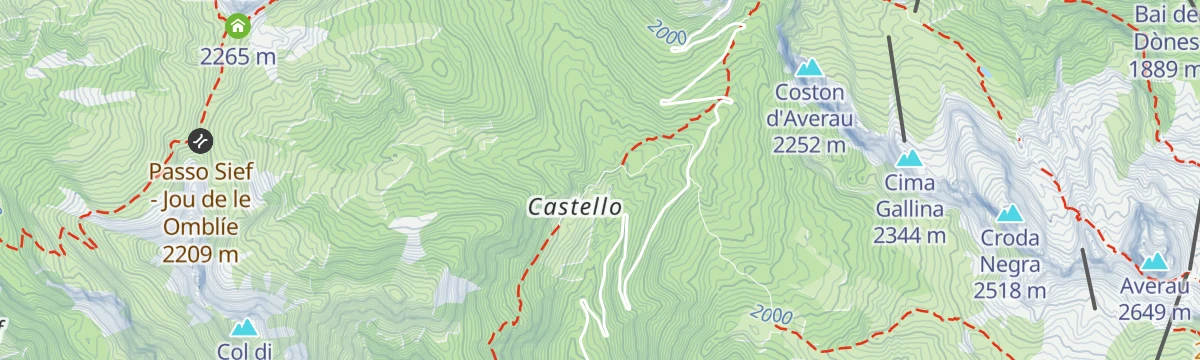 Map of the start of Ski mountaineering on Mount Sief