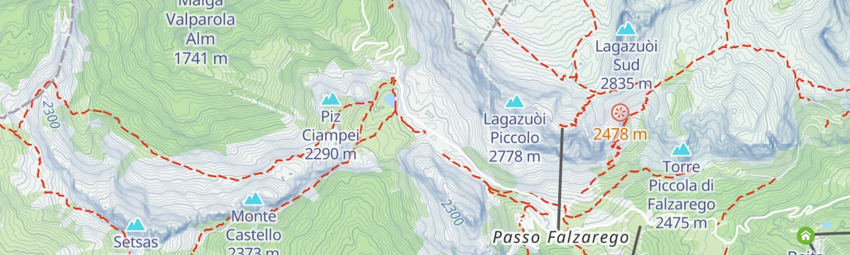 Map of the start of Sub-Lieutenant Mario Fusetti Via Ferrata