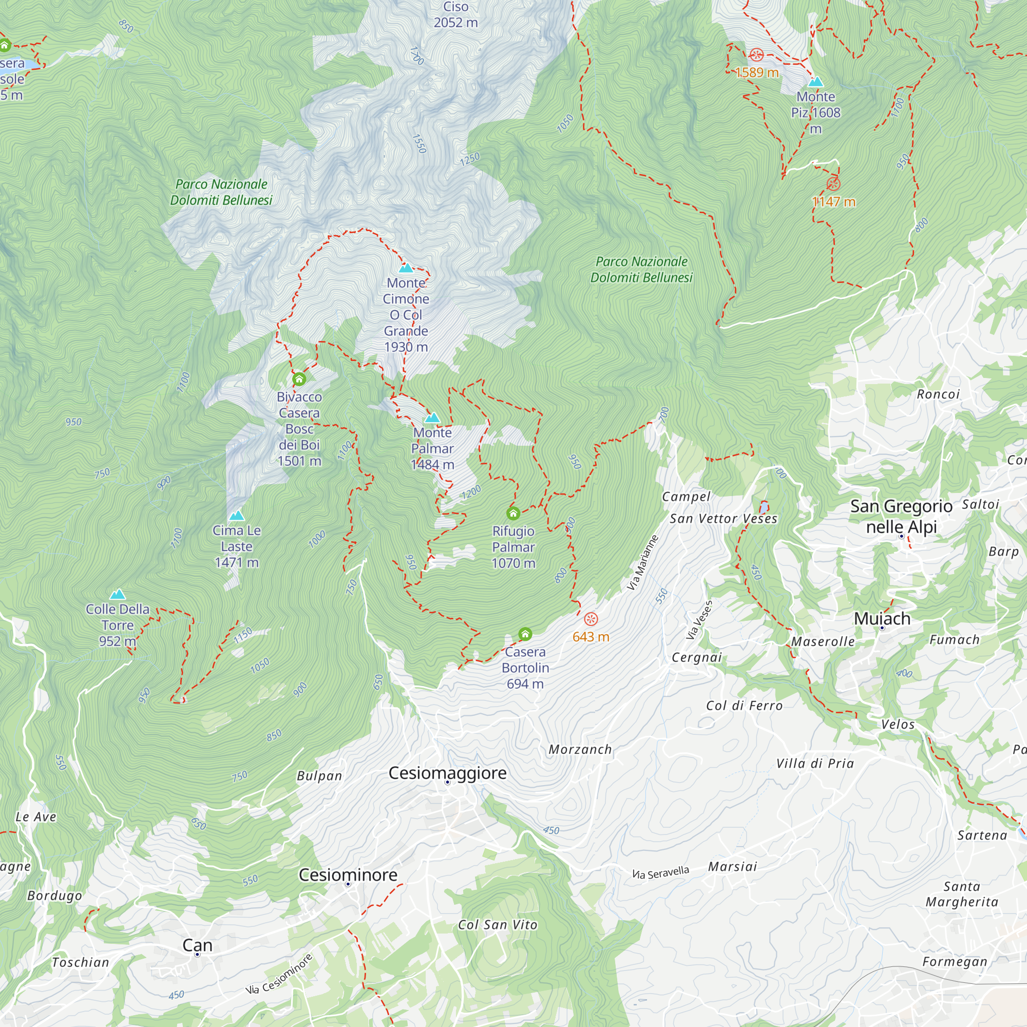 Rifugio Palmar map