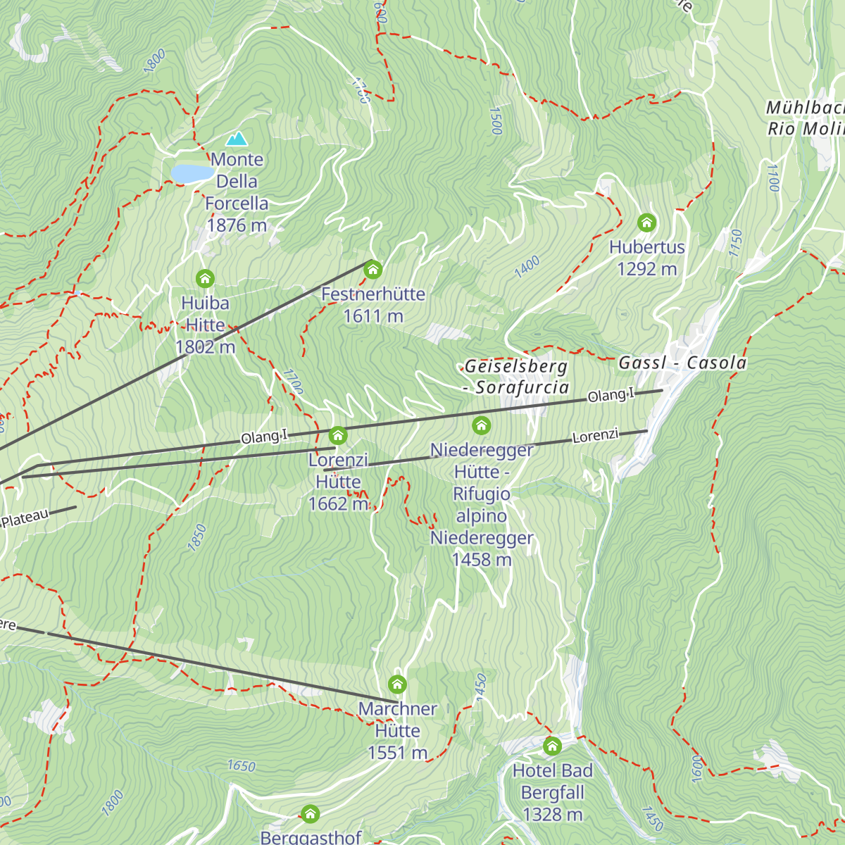 Oberegger Alm - Malga Oberegger map