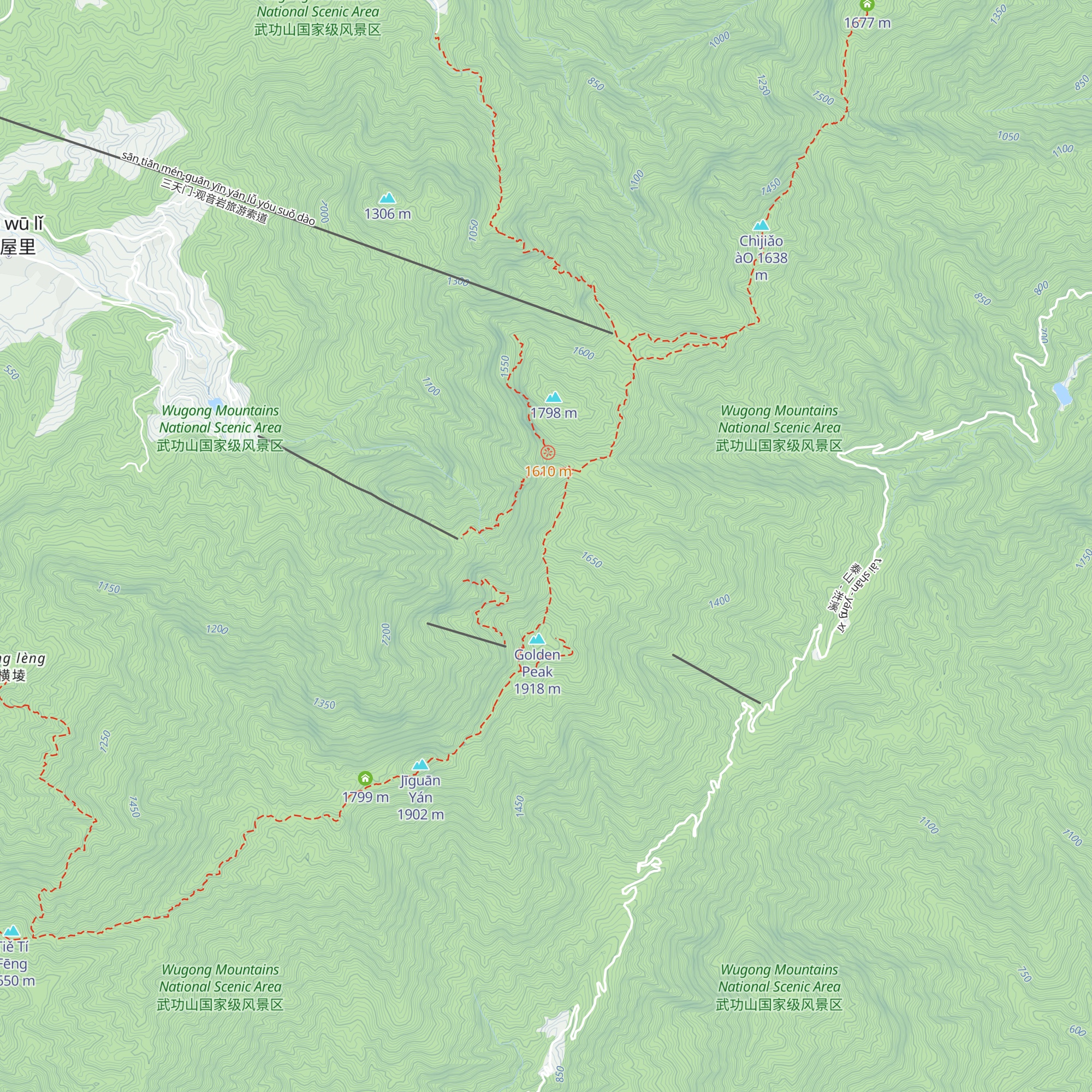Wǔgōng Shān Jīn Dǐng Wàn Bǎo Guì Kèzhàn map