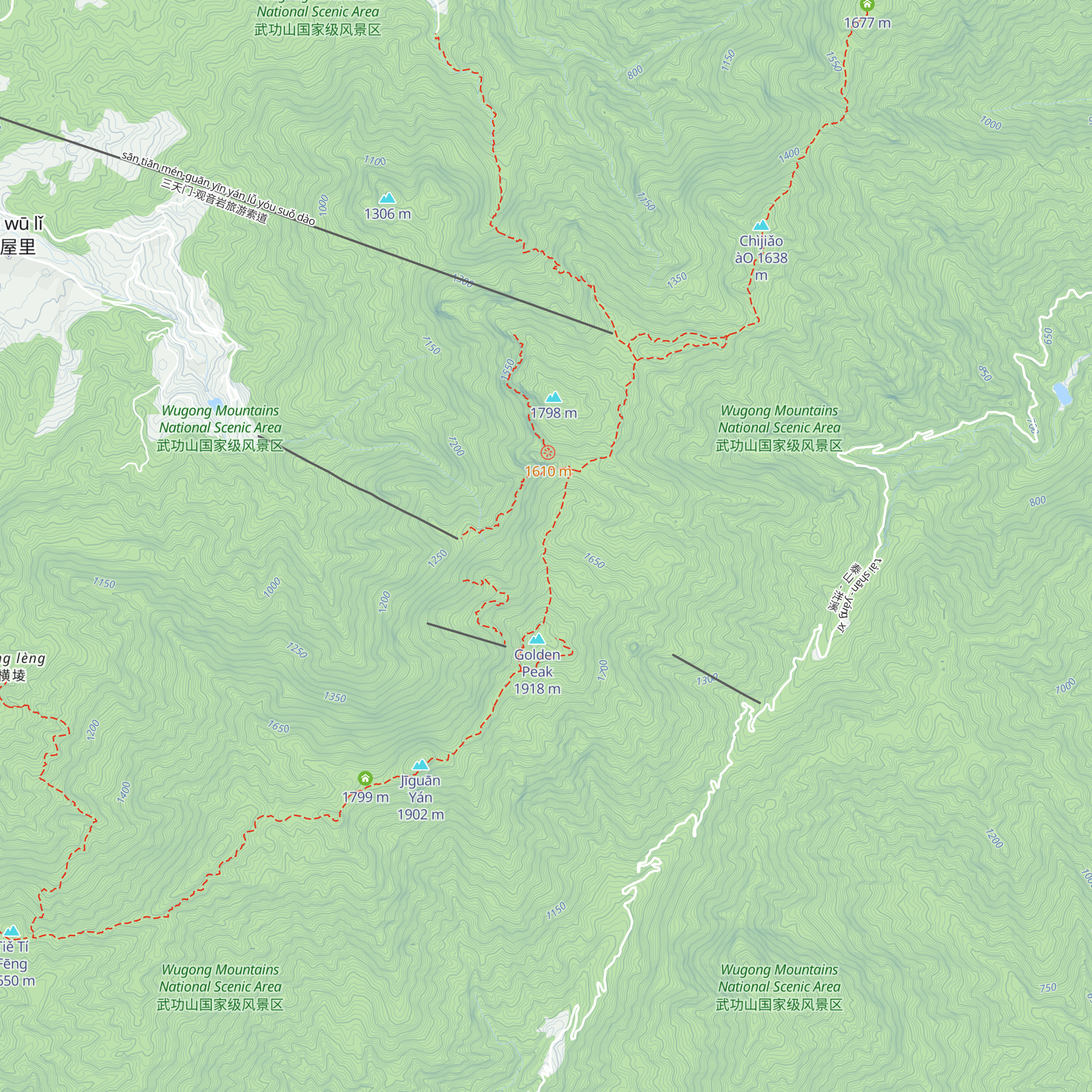 Wǔgōng Shān Jīn Dǐng Wàn Bǎo Guì Kèzhàn map