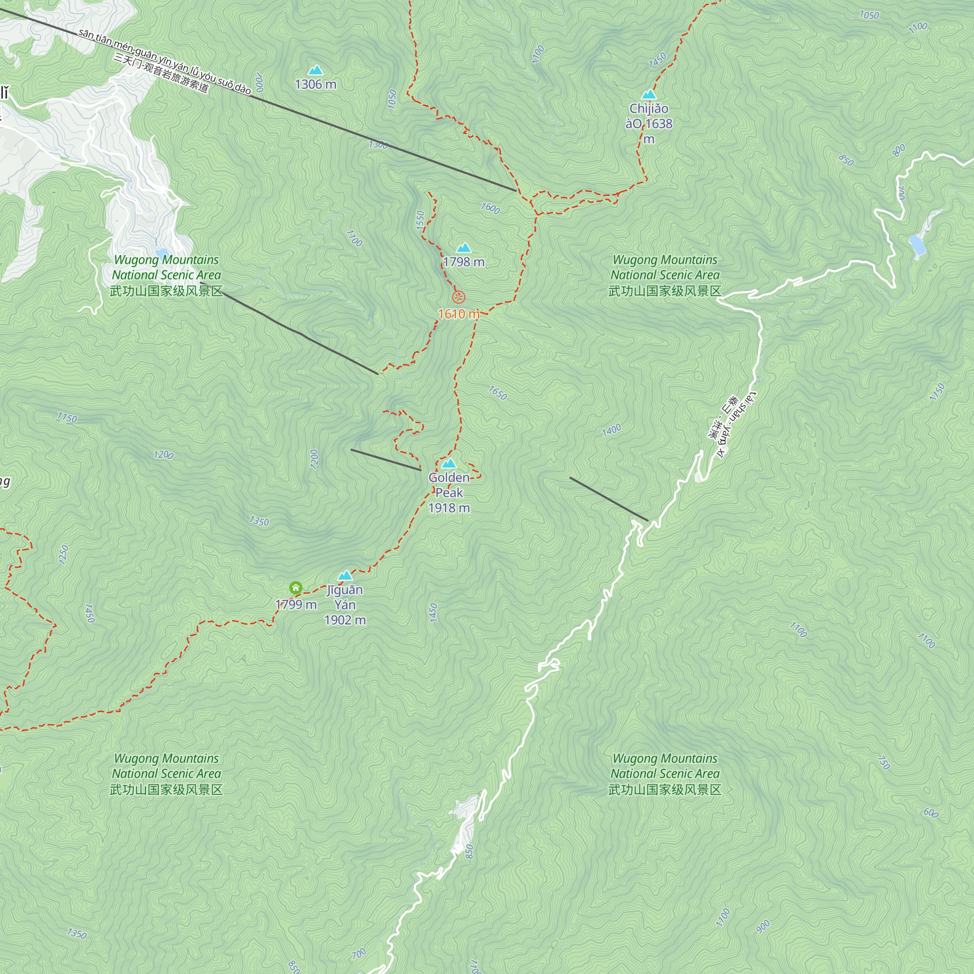 Wǔgōng Shān Jīn Dǐng Nán Fúwù Diǎn map