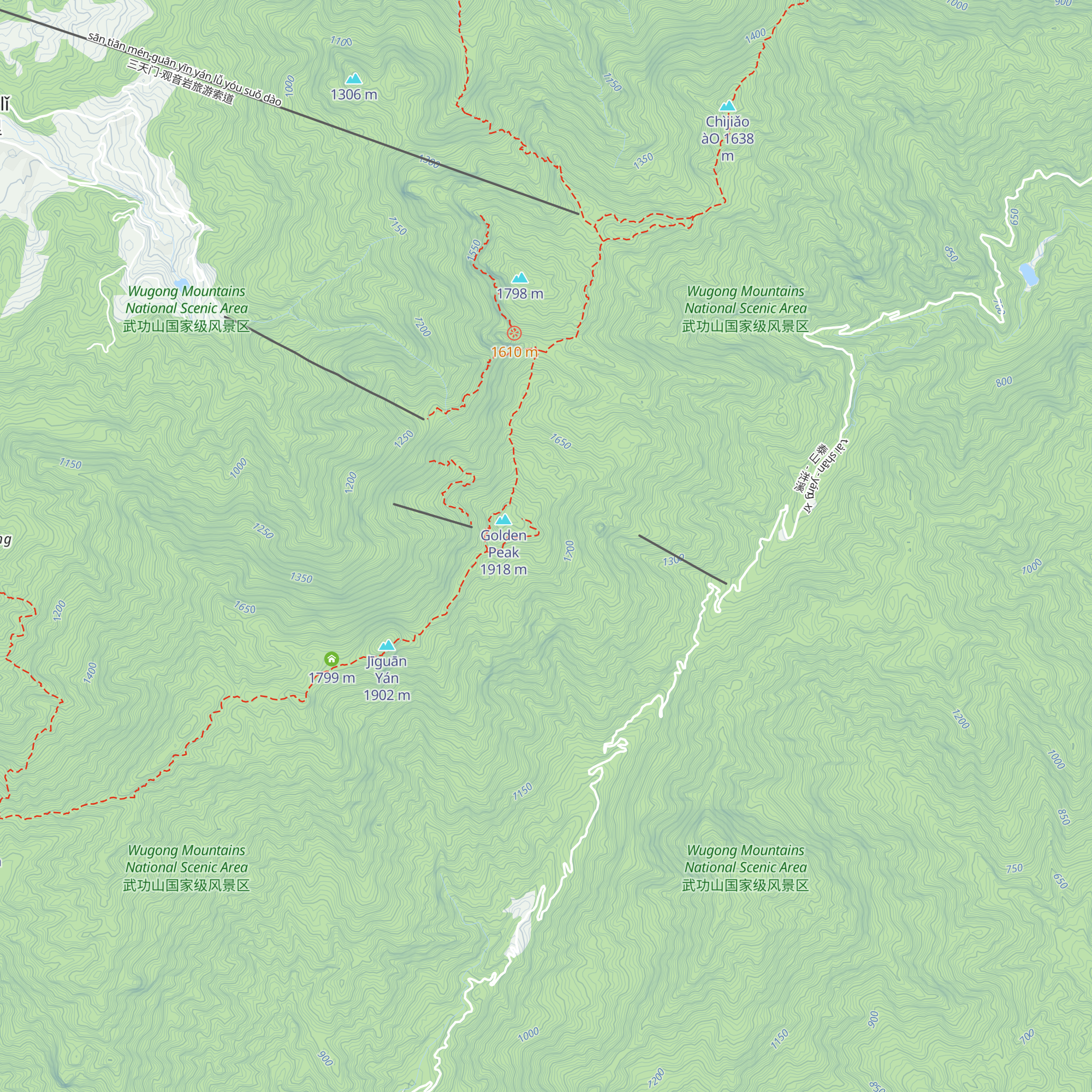 Wǔgōng Shān Jīn Dǐng Nán Fúwù Diǎn map