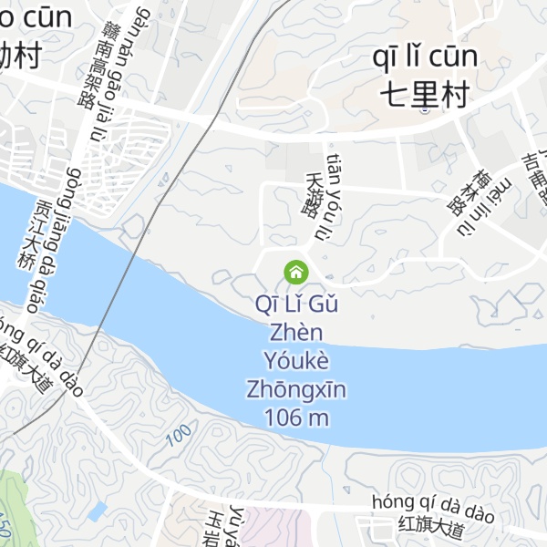 Map of Qī Lǐ Gǔ Zhèn Jǐng Qū Jiǔdiàn Jiēdài Zhōngxīn