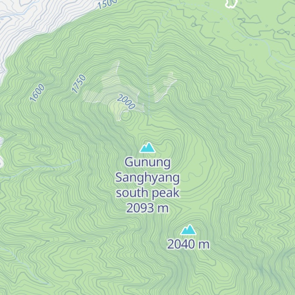 Map of Gunung Sanghyang south peak