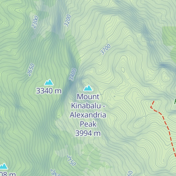 Map of Mount Kinabalu - Alexandria Peak
