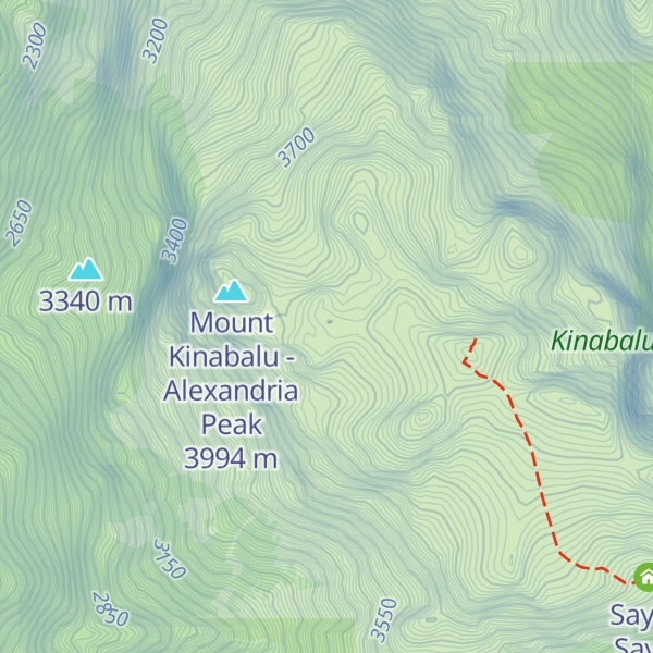 Map of Mount Kinabalu - Oyayubi Iwu Peak