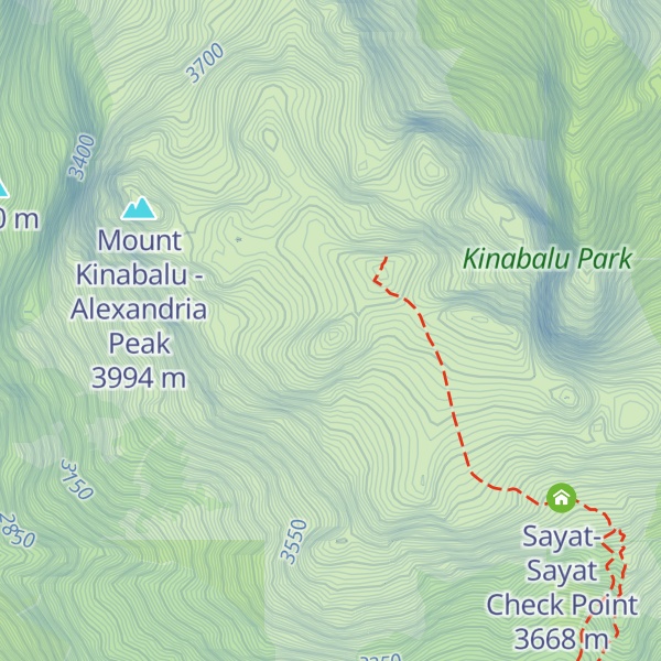 Map of Mount Kinabalu - St. John's Peak