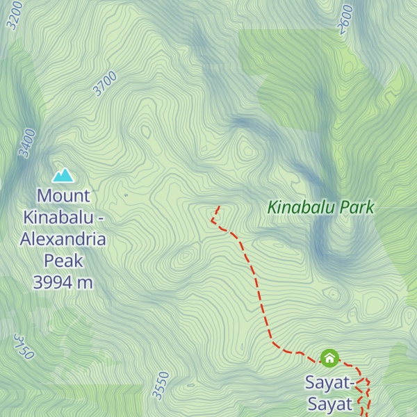 Map of Mount Kinabalu - Low's Peak