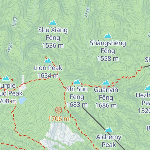 Map of ພູຫວງຊານ  (Huangshan mountain)