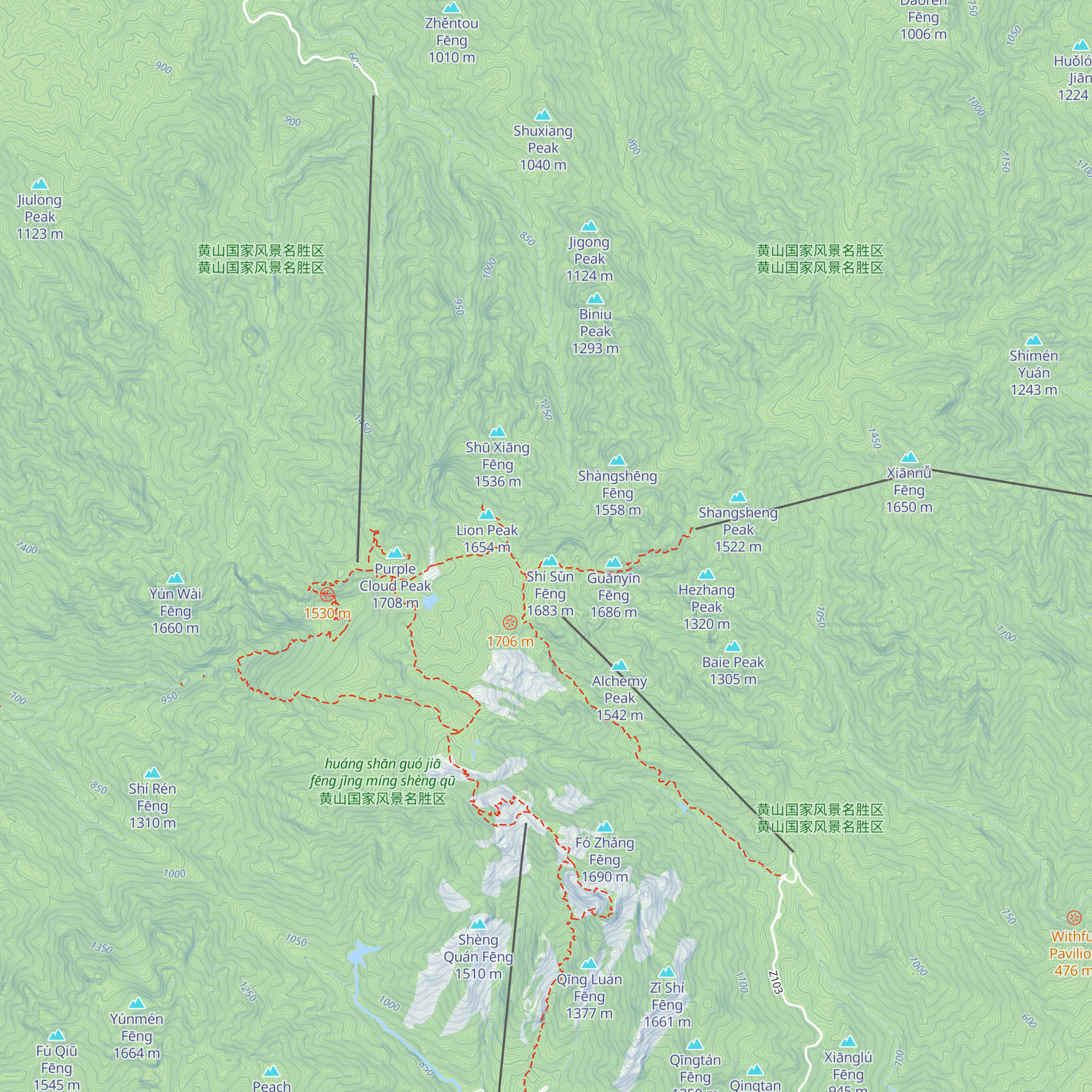 ພູຫວງຊານ  (Huangshan mountain) map