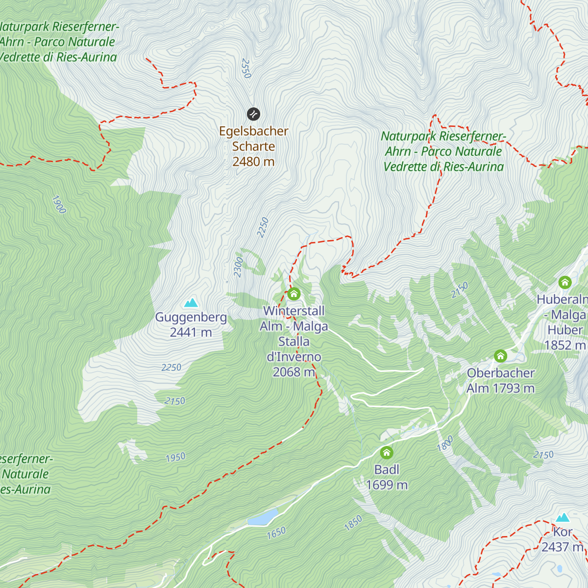 Winterstall Alm - Malga Stalla d'Inverno map
