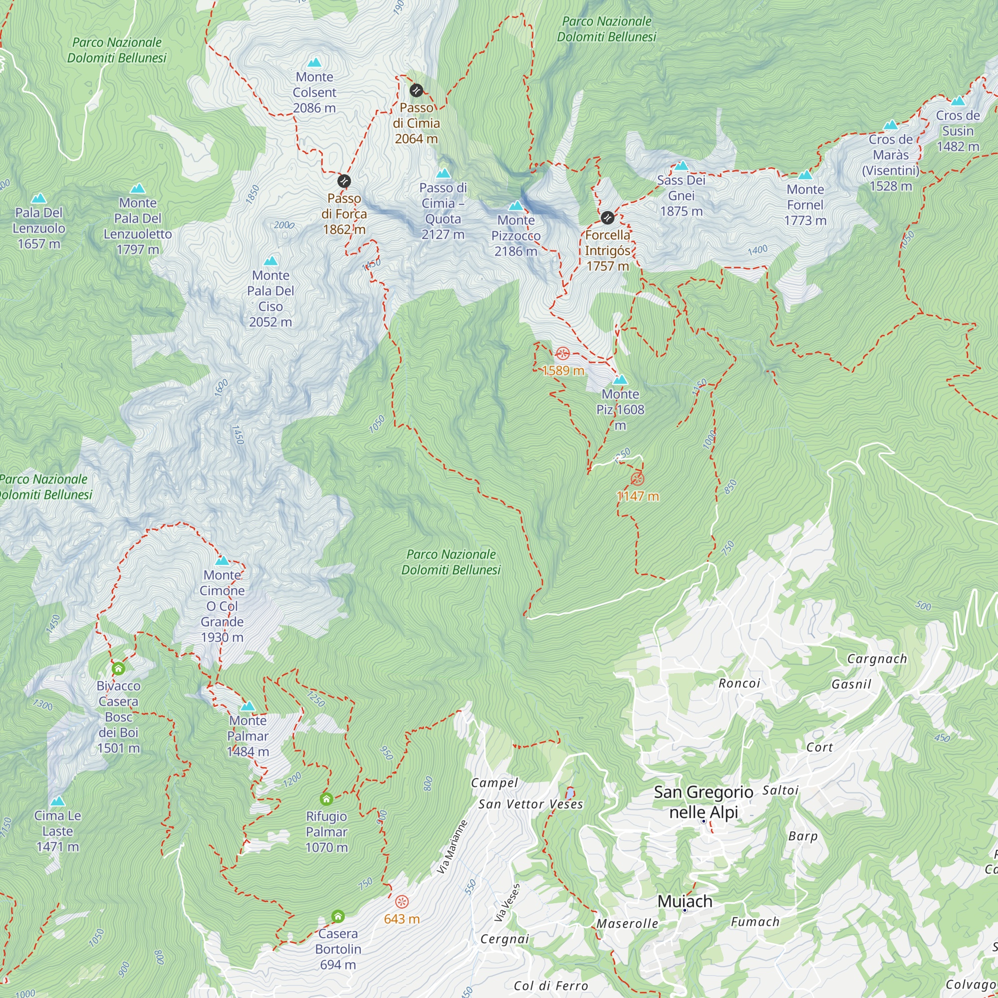 Casera Pradel map