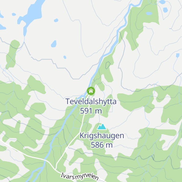 Map of Teveldalshytta