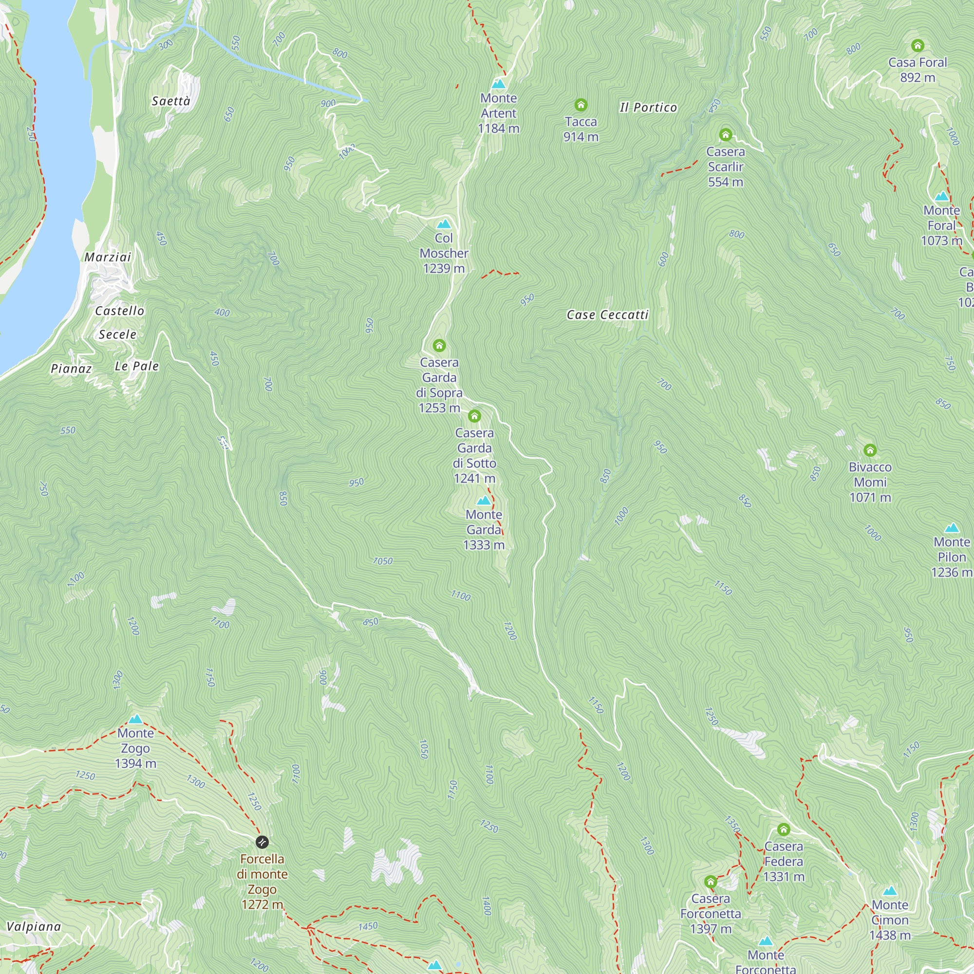 Malga Monte Garda map