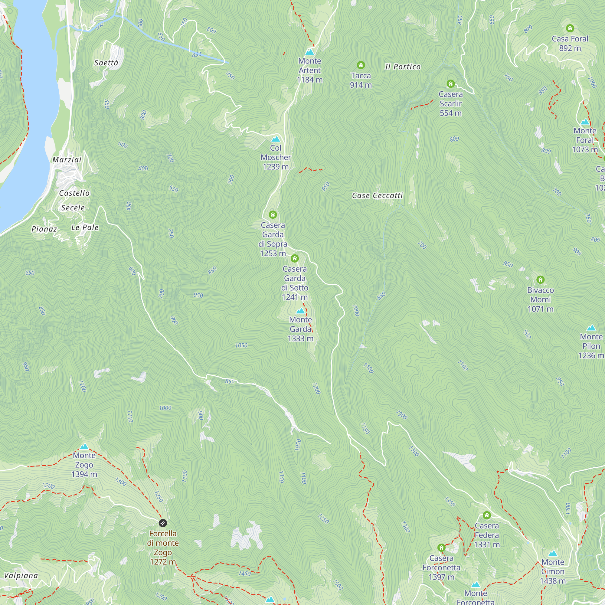 Malga Monte Garda map