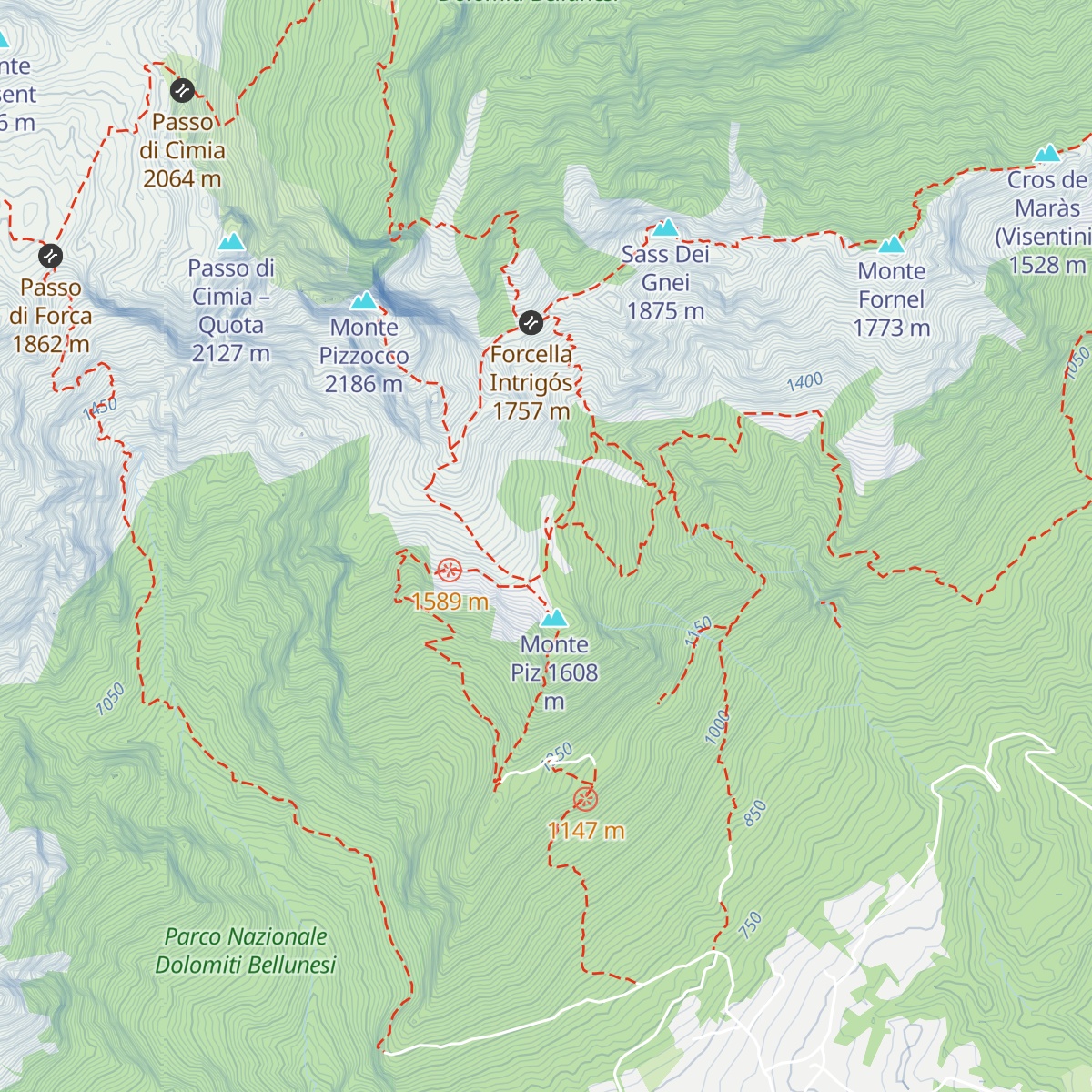 Bivacco Palia map