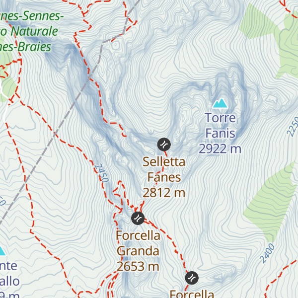 Map of Punta Sud di Fanes - Südliche Fanisspitze