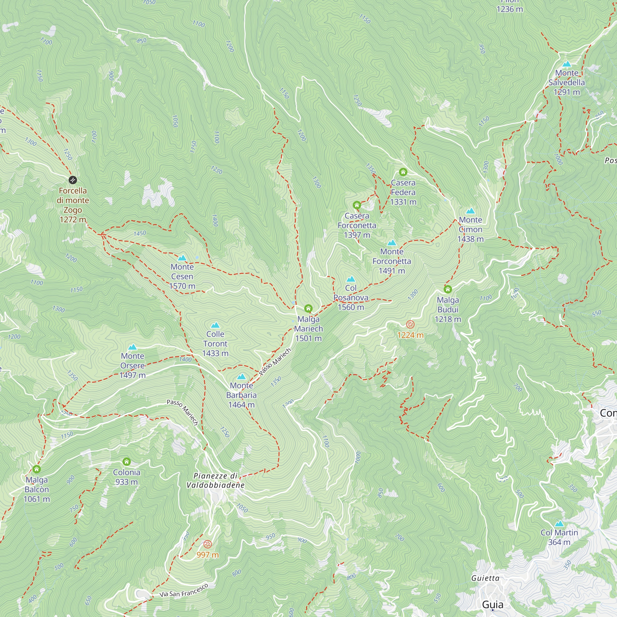 Malga Mariech map