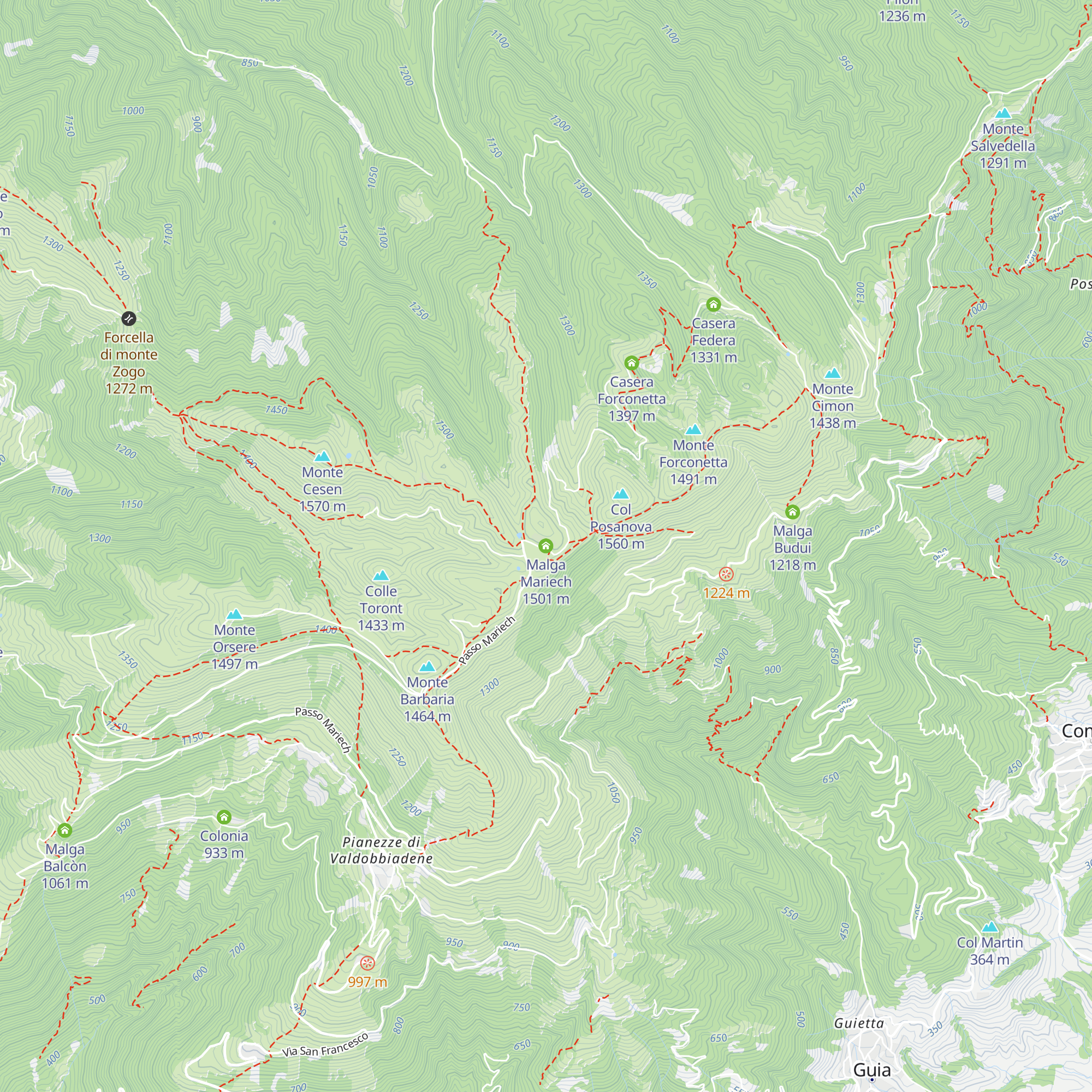 Malga Mariech map