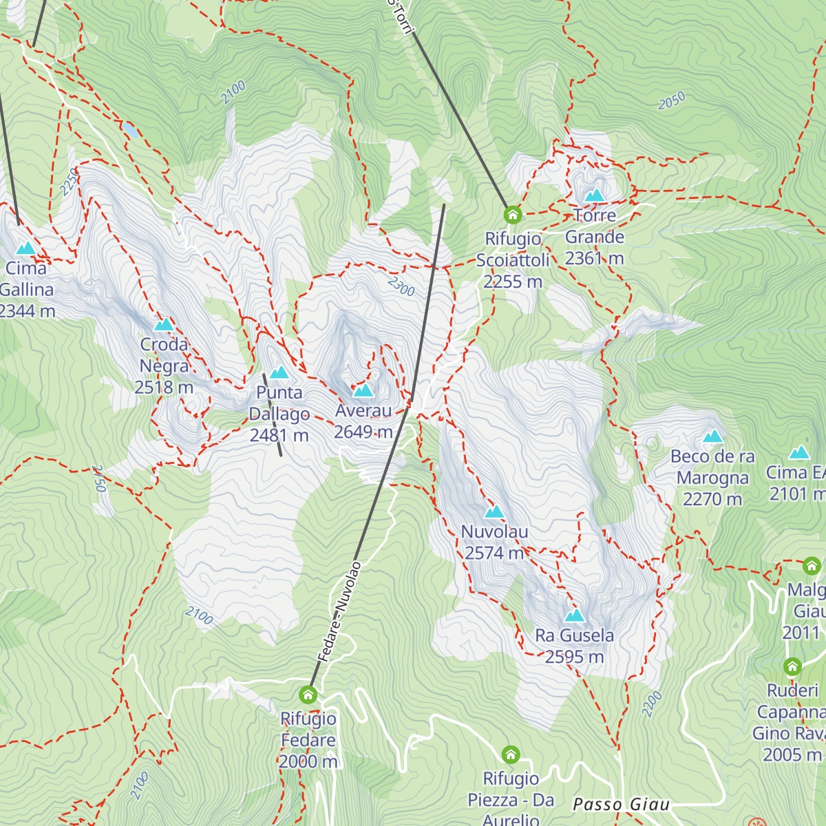 Rifugio Averau map