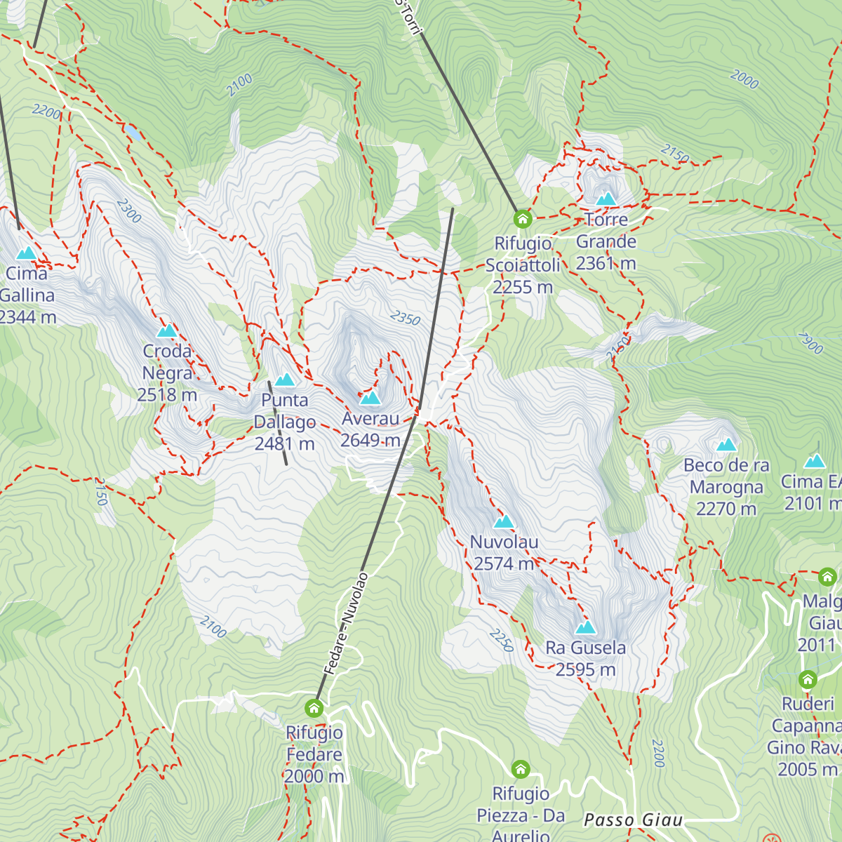 Rifugio Averau map