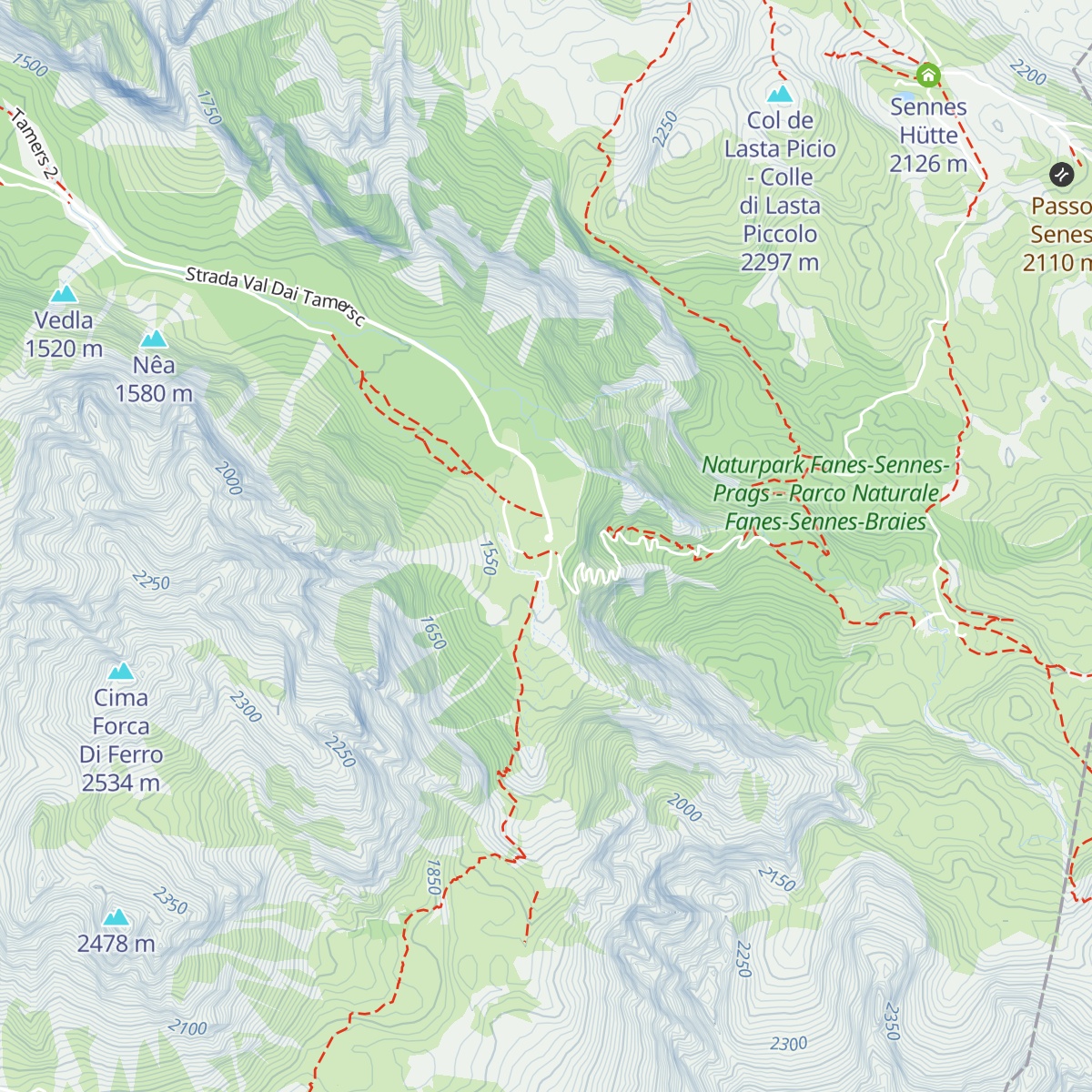 Üćia Pederù - Berggasthaus Pederü - Rifugio Pederü map