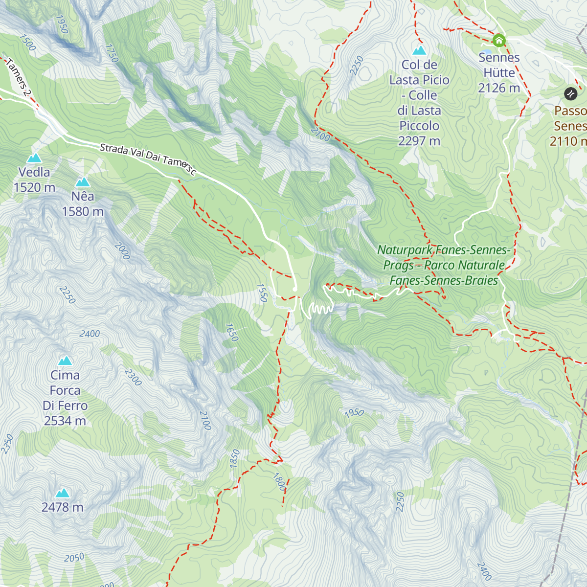 Üćia Pederù - Berggasthaus Pederü - Rifugio Pederü map