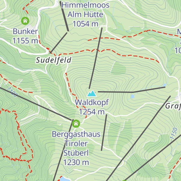 Map of Bergwachthütte Waldkopf Berg