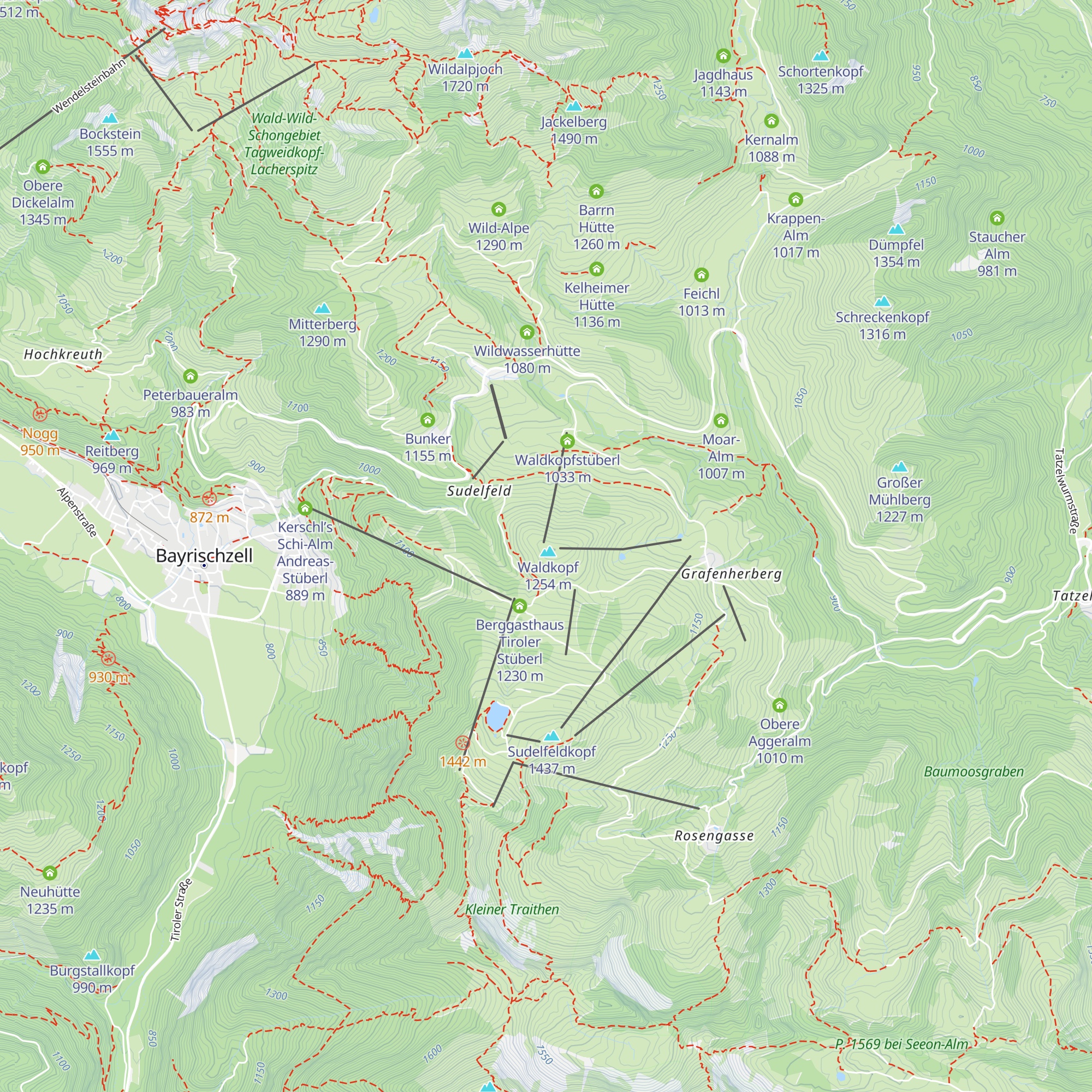 Bergwachthütte Waldkopf Berg map