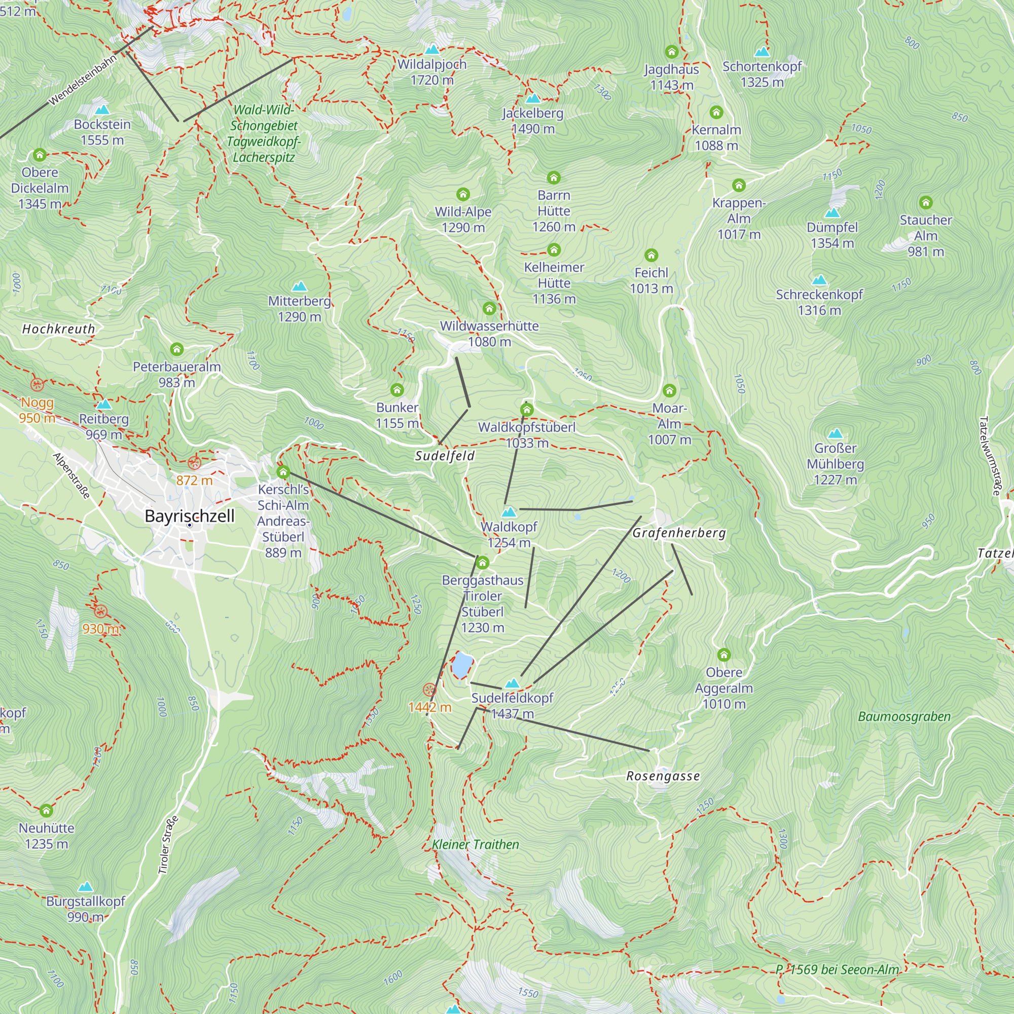 Bergwachthütte Waldkopf Berg map
