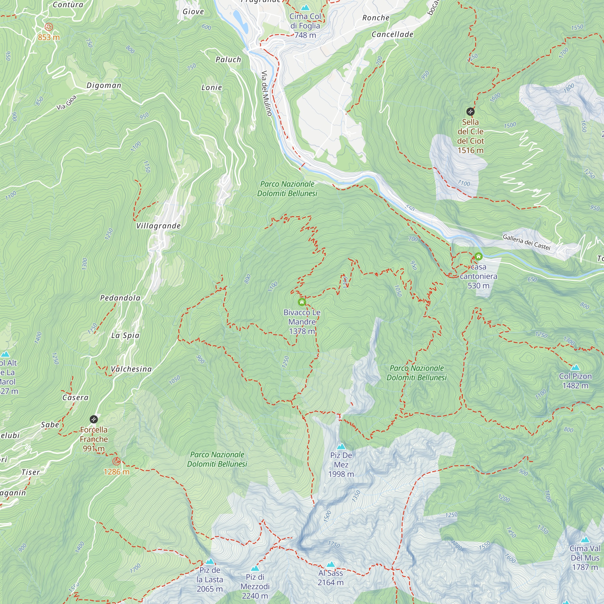 Bivacco Le Mandre map