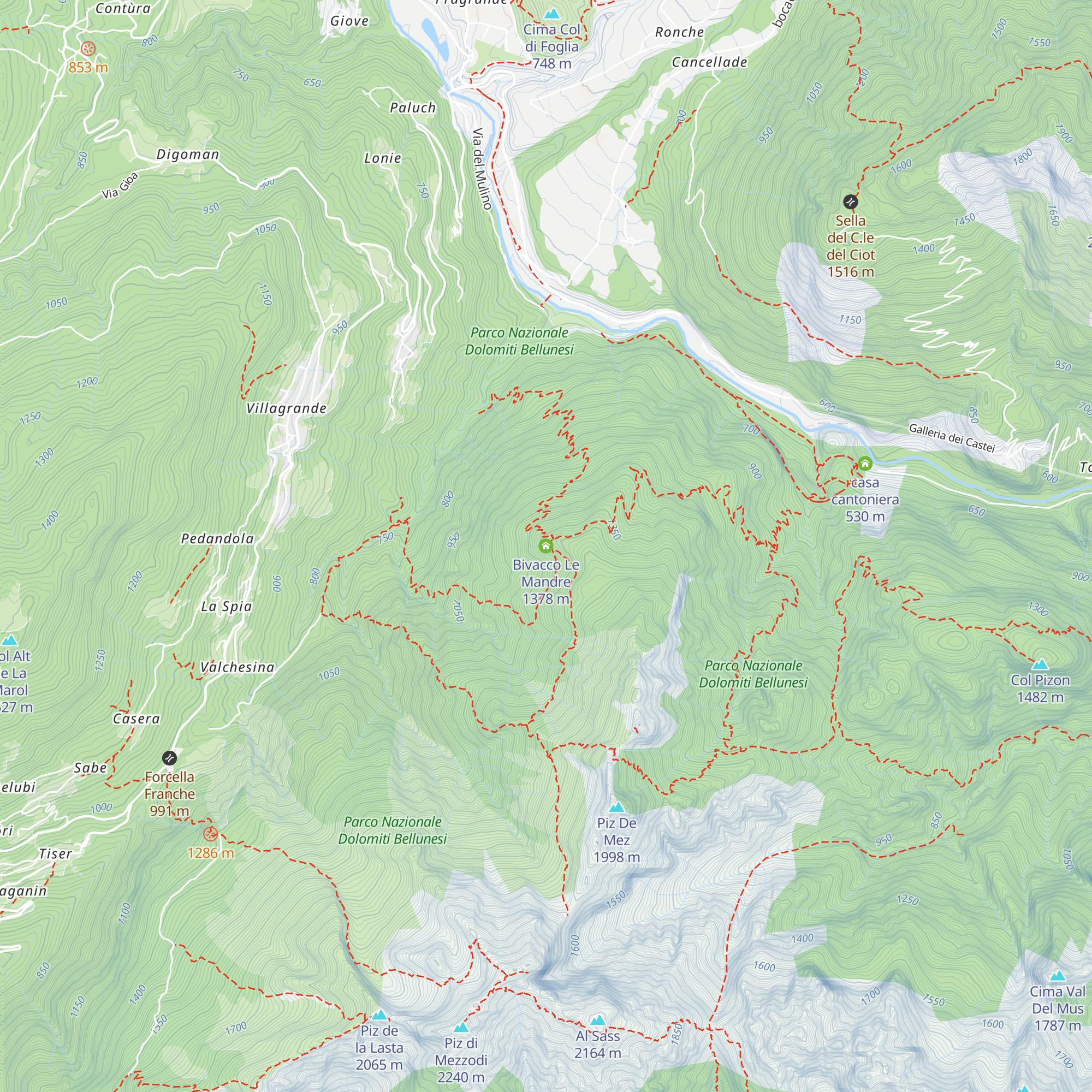 Bivacco Le Mandre map