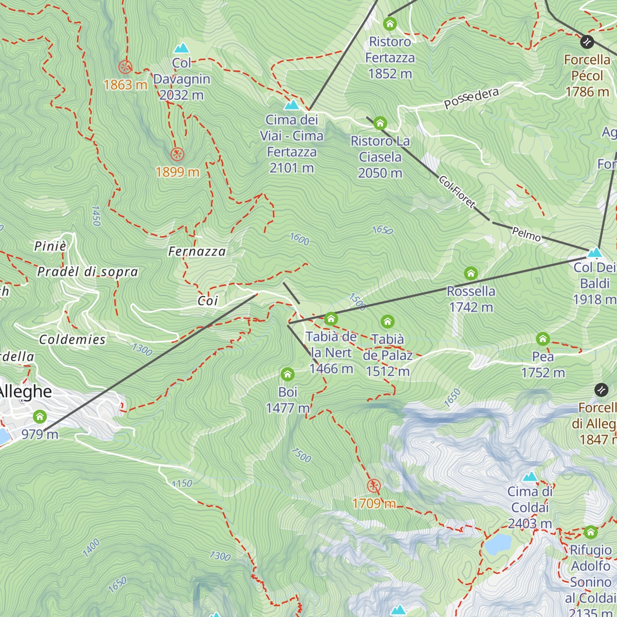 Grande Baita Civetta map