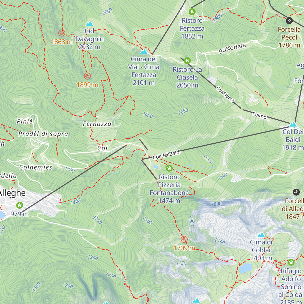 Grande Baita Civetta map