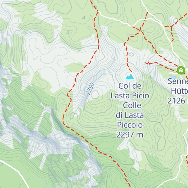 Map of Col de Lasta Gran - Colle di Lasta Grande