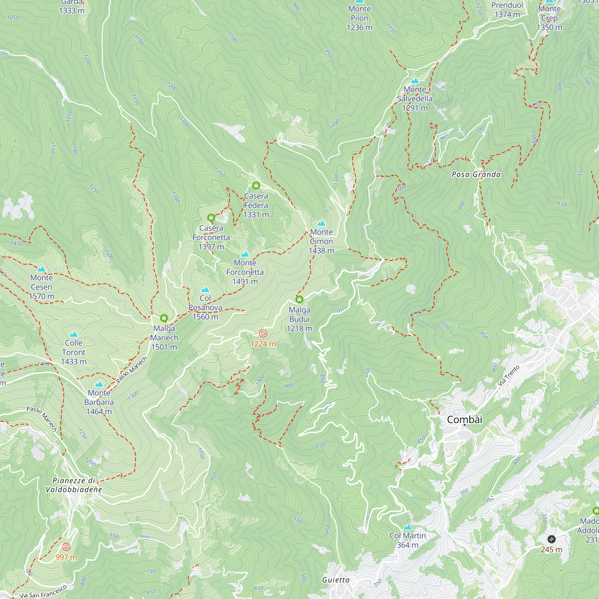Malga Budui map