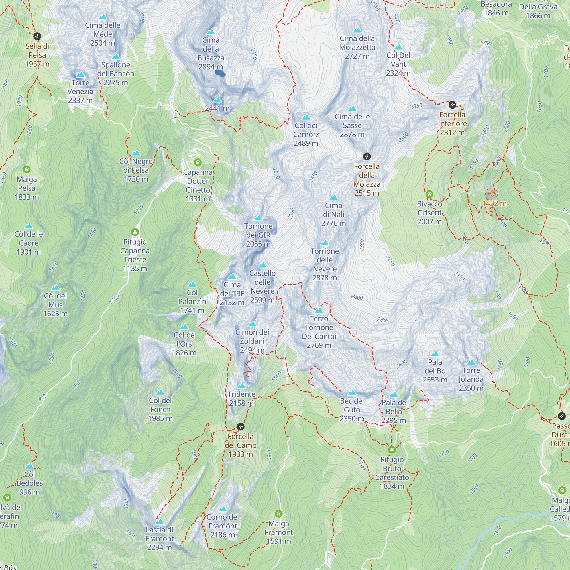 Bivacco Ghedini map