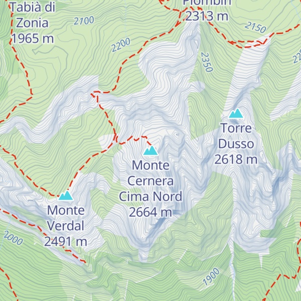 Map of Monte Cernera Cima Nord