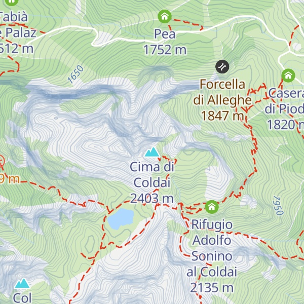Map of Cima di Coldai